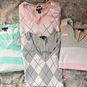 Tommy Hilfiger Women's V-Neck Sweater Set - Pink, Mint, Gray, Cream